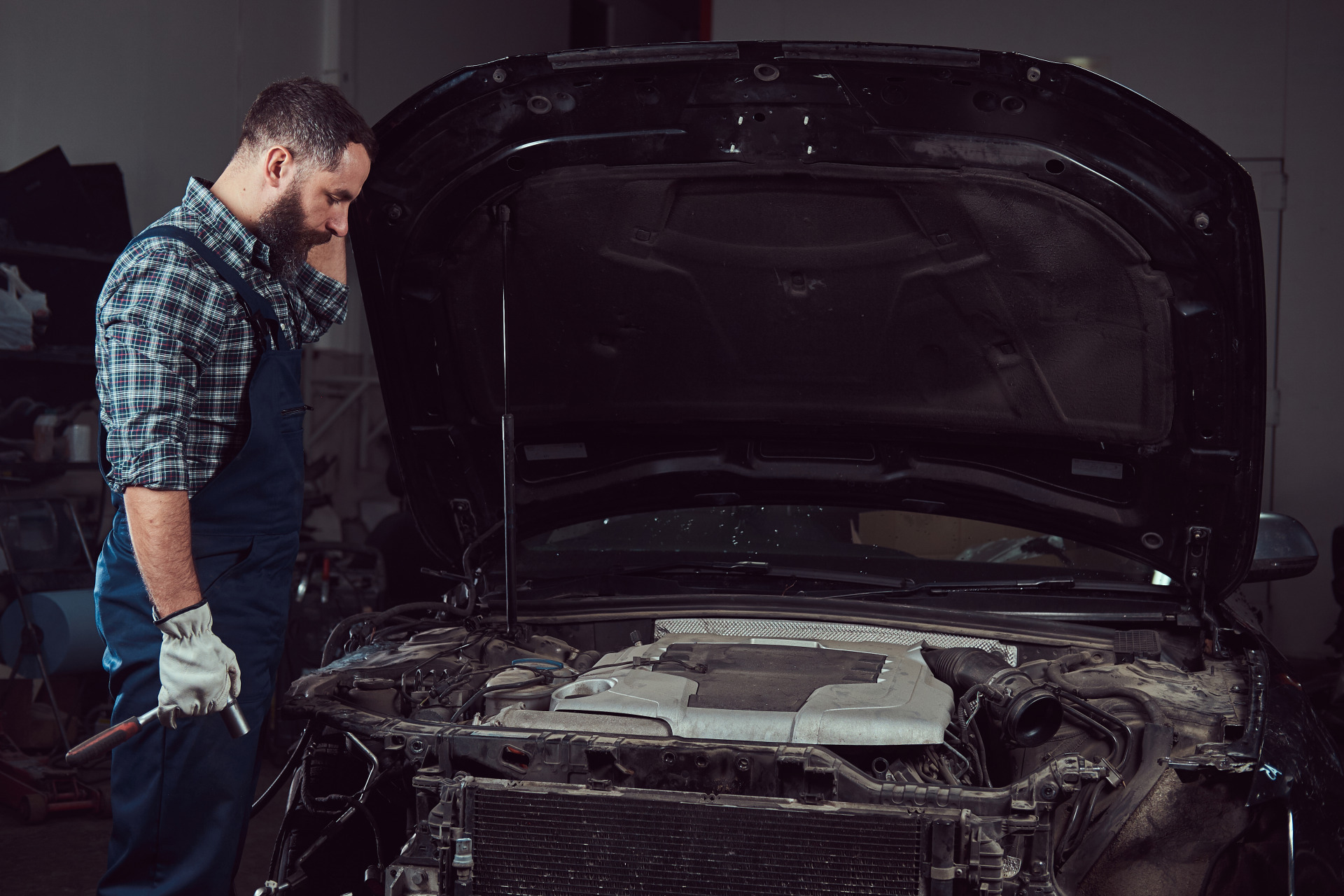 mechanic man uniform repairing car garage service station 1